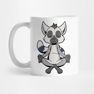 Kawaii lemur meditates with yoga Mug